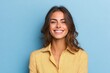 © Ilja - Joyful Portrait of a Smiling Young Woman with Brown Hair, Embracing Nature and Spreading Positivity