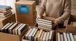 © Maureen - Organizing book donation boxes for library educational aid or charity drive