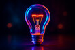 © Renuka - Futuristic glowing lightbulb illuminated with neon colors symbolizing creativity bright idea technology energy and innovation concept