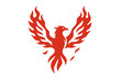 © icon_art - Stylized red phoenix bird rising with spread wings surrounded by fire and flames