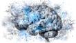© Zhou - logic. An abstract brain illustration with dual-tone design, representing cognitive functions artistically. STEM education sheets, lab safety posters, designed for biotech research communications.