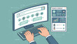 © Shawn - Modern computer screen displaying a search console interface with various icons and data visualizations, representing technology, search engine optimization, and business analytics, with hands typing