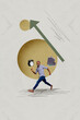 © deagreez - Collage of cheerful business person standing on clock symbolizing business growth timing progress visualization
