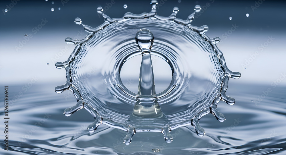 Dynamic water splash frozen in time creates stunning crown shape with ...