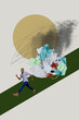 © deagreez - Modern earth day collage showing hills of trash highlighting pollution recycling plastic usage volunteering responsible planet attitude