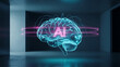 © RAHMAT - Futuristic glowing ai brain hologram with interconnected digital network and abstract light effects