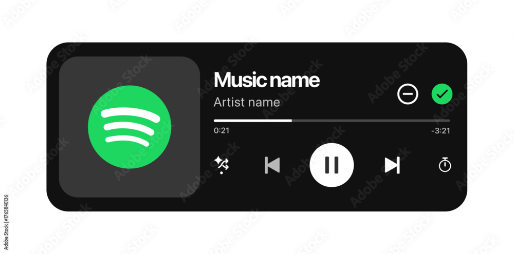 Spotify music player UI template and mockup with play button for mobile ...