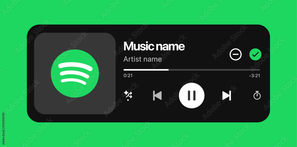 Spotify music player UI template and mockup with play button for mobile ...