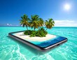 © tong4130 - 3D tropical island on smartphone screen