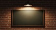 © saleha begum - Blank blackboard mockup illuminated on rustic brick wall with spot light