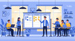 © Puji - Team Collaboration On Scrum Board In Modern Workspace Illustration