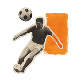 PNG Vintage soccer player illustration.