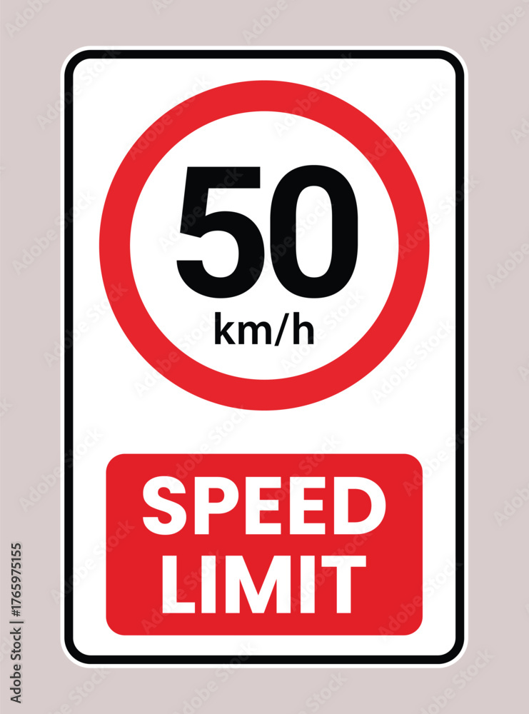 Speed limit 50 mph road sign vector illustration. Traffic regulation ...