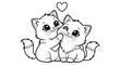© Jamshadul - Vector art of cute cartoon cats in love, with a heart above their heads