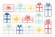 © Karolina Madej - Set with cute hand drawn gift boxes. Christmas decorations. Vector illustration