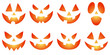 © Slava - Halloween Pumpkin smileys icon background set. Set of Halloween scary pumpkins cut. Symbols of the holiday. Set of creepy, scary emotions, emojis for Halloween. halloween smiley faces. An evil smile.