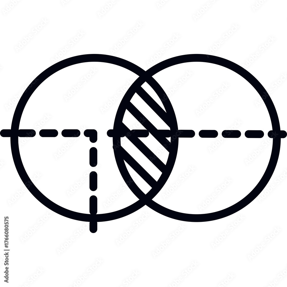 Conceptual Diagram of Intersecting Circles and Dashed Lines ...