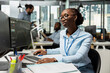© DC Studio - Prop firm office portfolio manager reviews asset performance and adjusts holdings for optimal growth. African american woman oversees diversified investment portfolios to maximize returns for clients