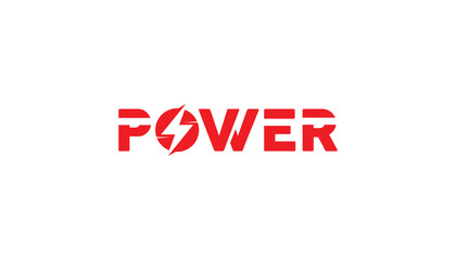  power energy logo design. Vector illustration of power typography and thunder. Modern logo design vector icon template