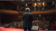© Samoresh - Man talking infront of an audience hall with many people. Generative Ai.