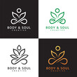 © designer_hubs - collection of sports flower yoga vector logo designs. body and soul vector logo design set Template