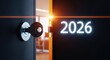 © musgraphy - Opening door with the year 2026 glowing, symbolizing new opportunities, a bright future, and the potential for success in 2026