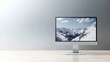© Preecha - A desktop monitor on a sleek stand, soft gray background, balanced layout, copy space below, professional and sharp