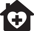 © vectorzking - house icon with a heart and a cross inside, symbolizing healthcare and home care, icon vector