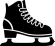 © Mst Jobada - ice skates on white background, Flat monochrome icon of ice skates, minimalist vector design representing winter sports, figure skating, ice hockey, fitness, recreation, and active lifestyle concepts
