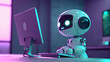 © imagepro - Friendly AI bot working at computer