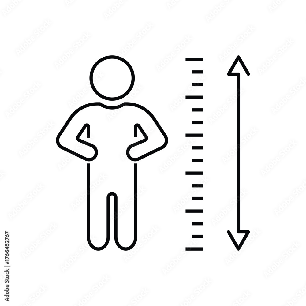Height Scale Icon, Tall Person Outline, Human Size Indicator, Thin Line ...