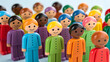 © Noordeen - 3d people group, group of children, group of people in a circle, a group of multi colored plastic toy people, Colorful figurines representing diverse population. Colorful figures stand together demogr