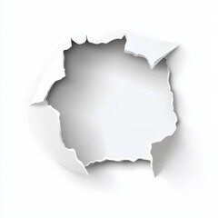  Torn and Wrinkled White Paper with a Circular Tear, Abstract Design Element for Creative Mockups