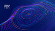 © ec0de - Abstract Circular Line Trails Moving in Circle. Blue Digital Business or Science Background. Medical Research or Tech Innovation Online Webinar Presentation Event. Sound Wave Circles Vector.