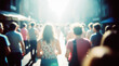 © Dmytriy - Blurred background of a city street filled with walking people, illuminated by bright sunlight creating a bokeh effect