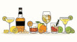 © Muflif - Diverse Cocktails and Citrus Fruits Illustration