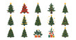 © LOBSTER LARRY - Festive christmas trees collection with decorations and gifts