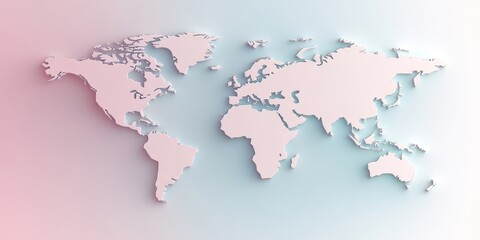  Stunning 3D Rendered World Map in Soft Pastel Colors Ideal for Travel Lovers and Home Decor