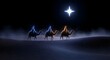 © NEUVANJOSE - Christmas: three wise men on camels following a bright star in the night desert landscape illustration