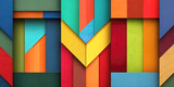Vibrant Abstract Geometric Paper Cutout Background with Colorful Blocks and 'M' Shape Design