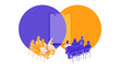 © master1305 - Audience groups watching presentation with overlapping circles. Concept of teamwork, knowledge exchange, innovation, and corporate communication structure. Collage of 10 models