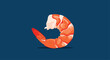 © Gazi - A stylized illustration of a single shrimp curled in a crescent shape against a dark blue background.