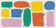© Polinmr - Bright colorful doodles and crayon borders in sketch style, naive funny speech bubbles, text box chalkboard frame and joyful childlike shapes.