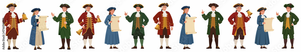 Historical vector character set of 18th-century town criers and ...