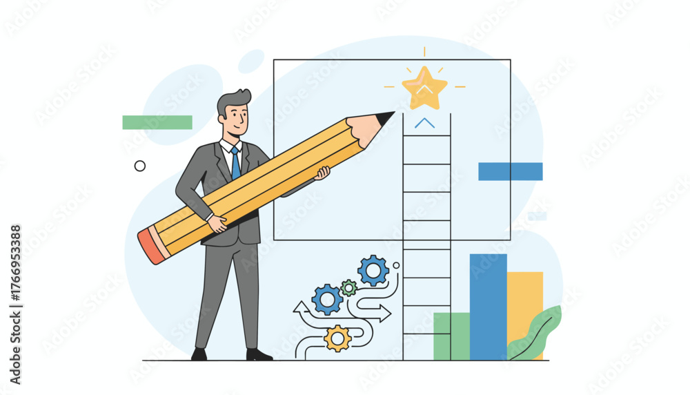 Successful business development strategy: A determined businessman ...