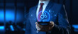 © Sikov - Businessman Holding smartphone with Automation Process Icons on Screen. Business and Industry concept