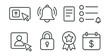 © Vectoria - Line style icons of subscription features: subscribe icon, bell ring, channel list, notification toggle, follow update, content