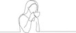 © 99 vector art - woman drinking coffee one continuous line art, Vector illustration, One line art, Line art graphic style