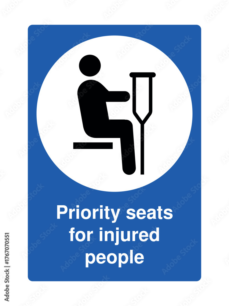 Vector de Stock Blue priority seating sign with explanation with ...
