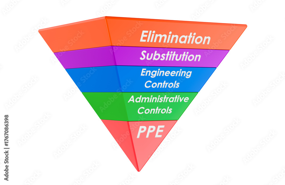 Process Control Elements Pyramid Hierarchy of Controls pyramid. 3D rendering Stock Illustration | Adobe ...